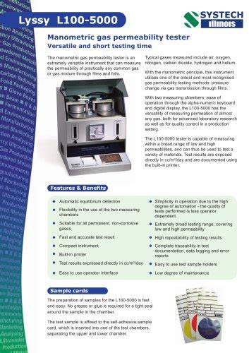 manometric gas permeability tester|Lyssy L100.